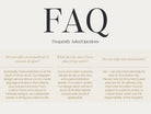 a series of questions and answers related to personalised or custom designs, shipping internationally, and the collaboration between the design team and the recipient. The questions are designed to elicit specific information about the order and the recipient's preferences.