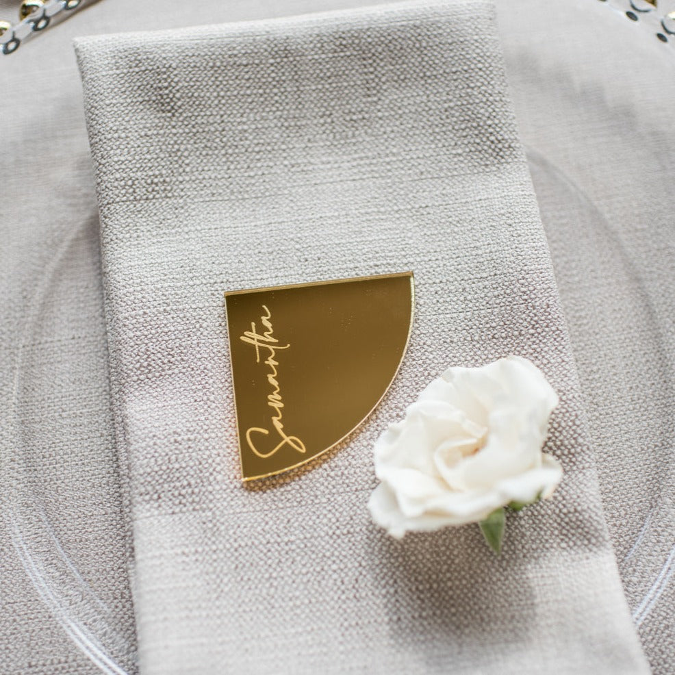 Gold Mirror Engraved Wedding Place Card