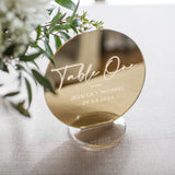 Gold Mirror Engraved Wedding Table Numbers