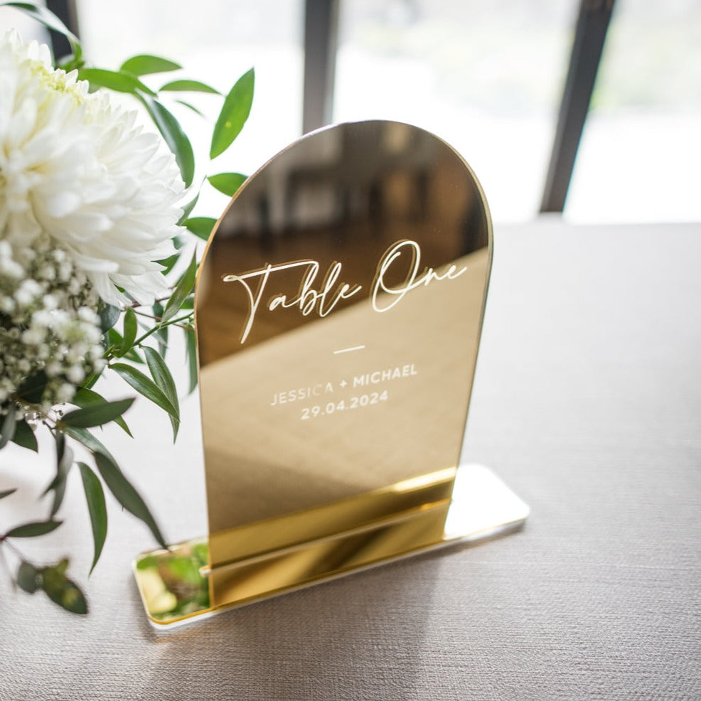 Luxury Gold Mirror Dome Top Table Numbers