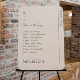 A0, A1 or A2 Wedding Order Of The Day Sign
