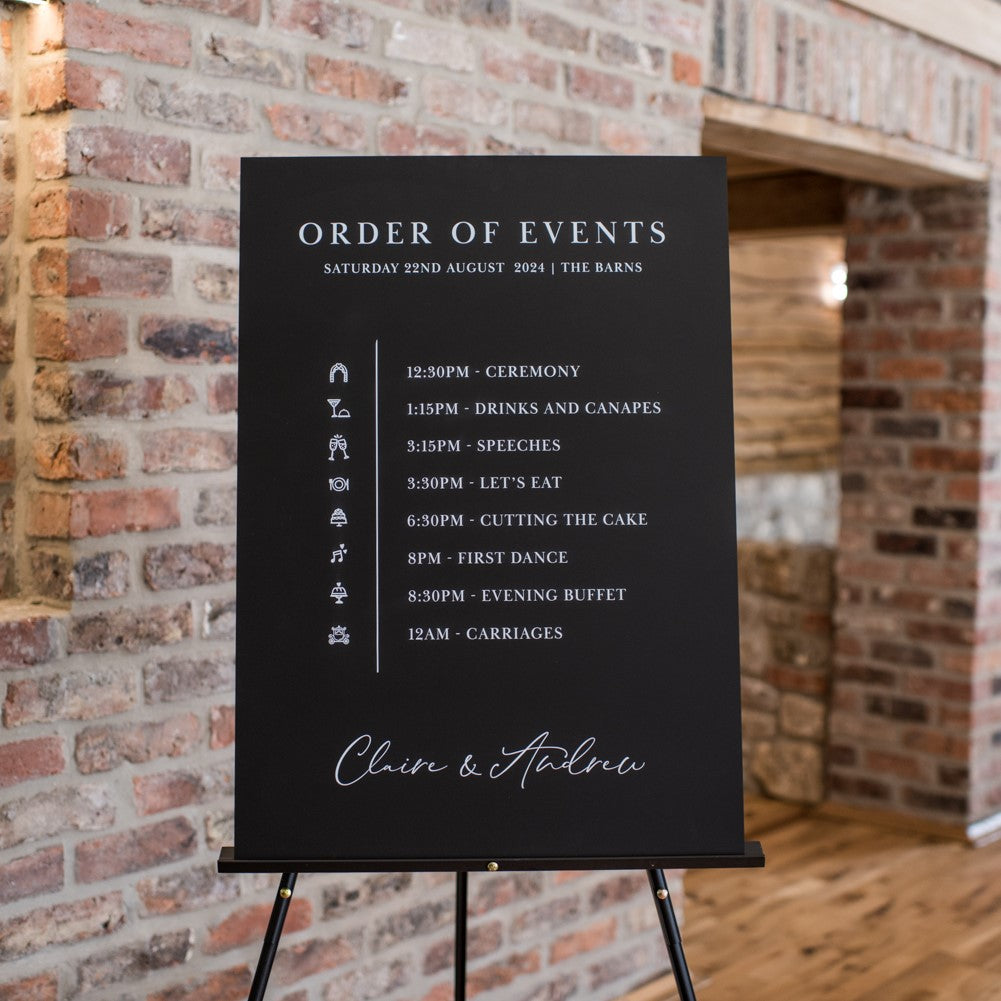 Monochrome Order Of The Day Wedding Sign