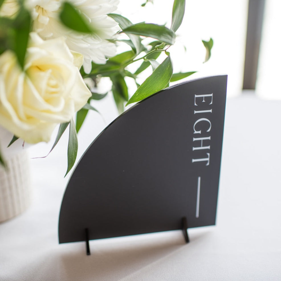Black & White Angled Wedding Table Numbers