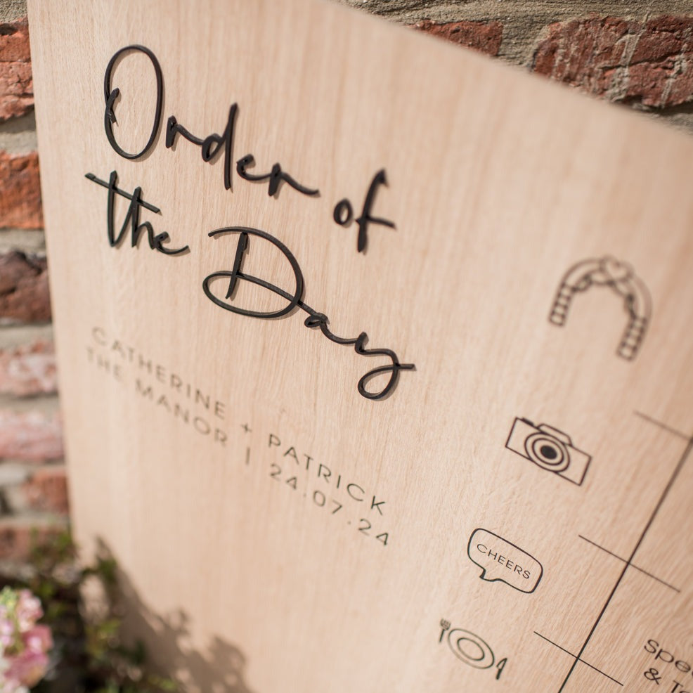 Order Of The Day Wooden Wedding Sign