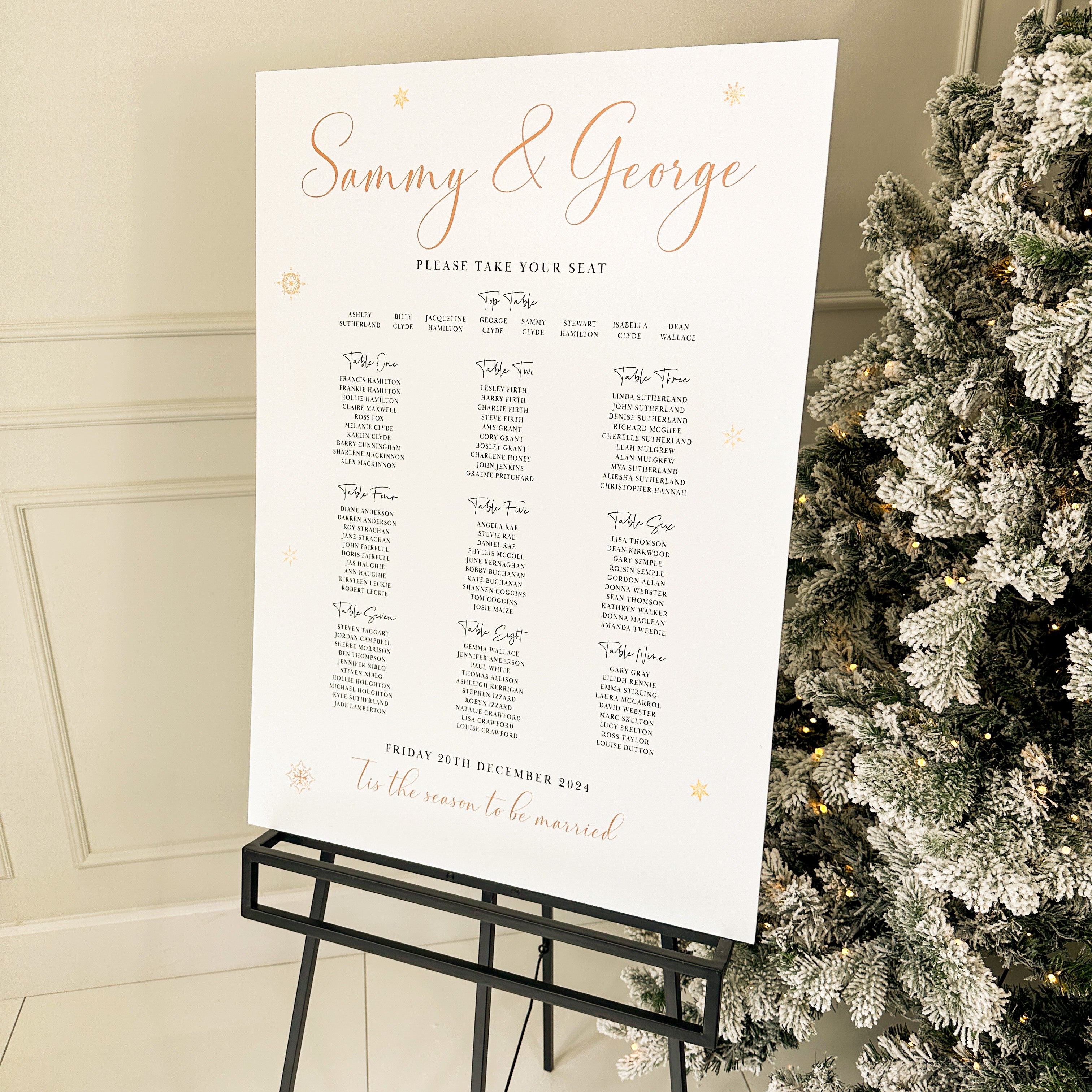 Luxury Christmas Wedding Table Plan
