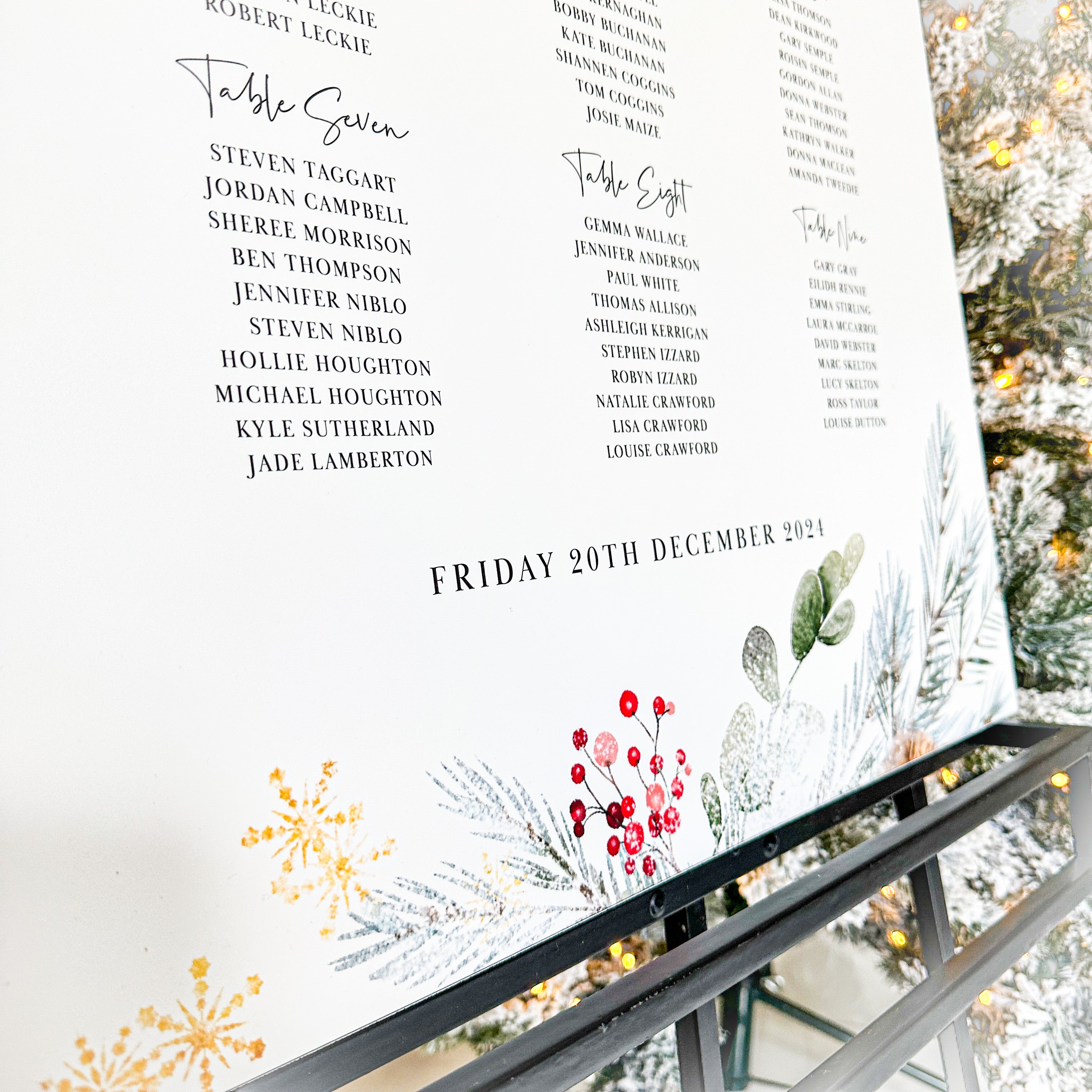 Luxury Christmas Wedding Table Plan