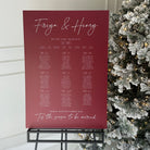 Festive Red Wedding Décor Seating Chart