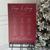 Festive Red Wedding Décor Seating Chart