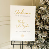 Personalised Gold Christmas Wedding Welcome Sign 