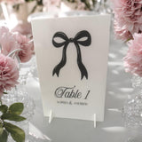 Acrylic Ribbon & Bow Wedding Table Numbers, Personalised