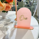 Coral Frosted & Gold Wedding Table Numbers