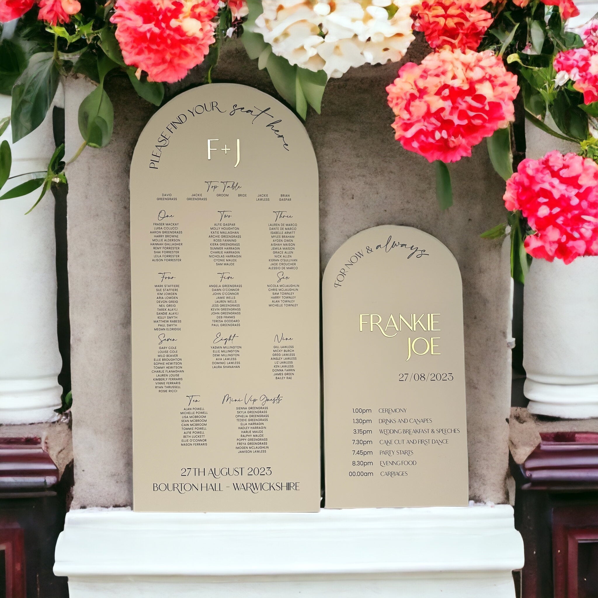 Beige & Gold Wedding Welcome Sign & Table Plan