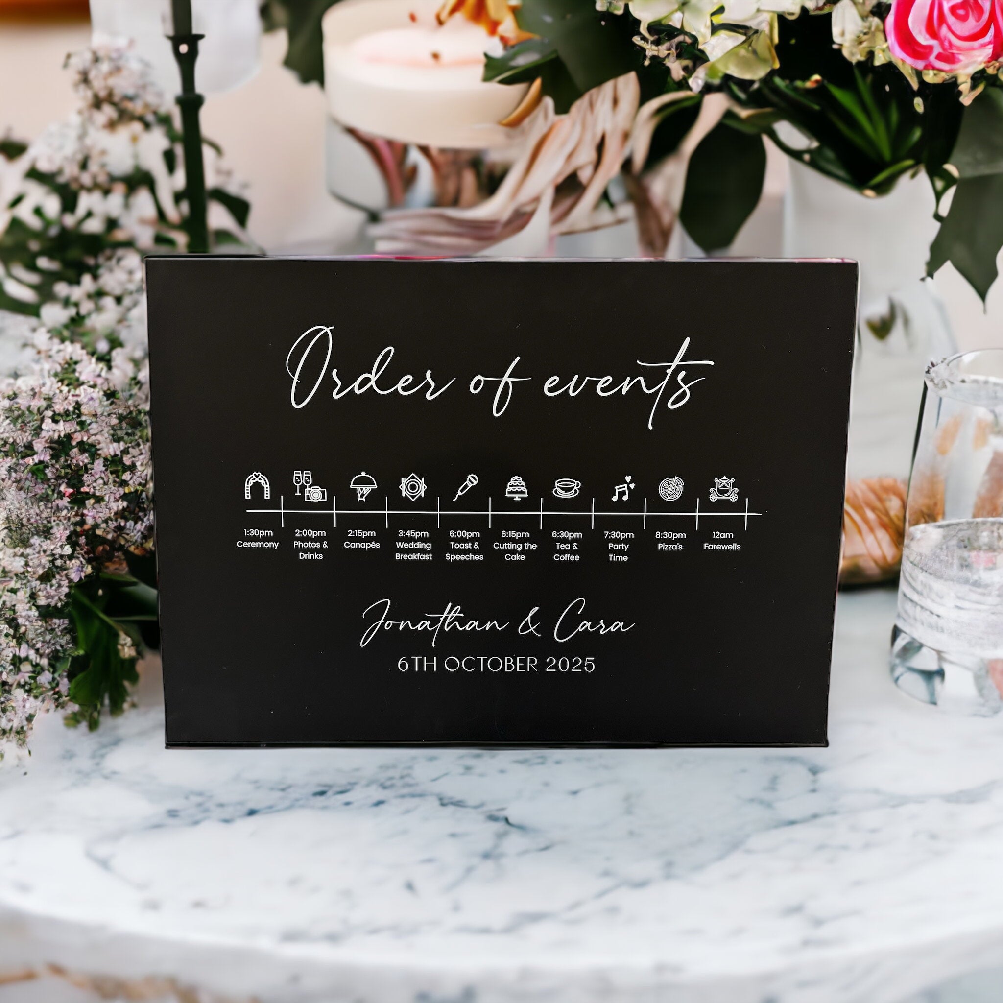 Luxury Acrylic Wedding Timeline Sign