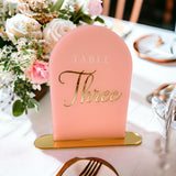 Coral Frosted & Gold Wedding Table Numbers