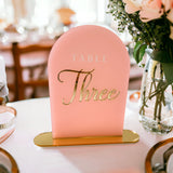 Come Top Coral Frosted Wedding Table Numbers
