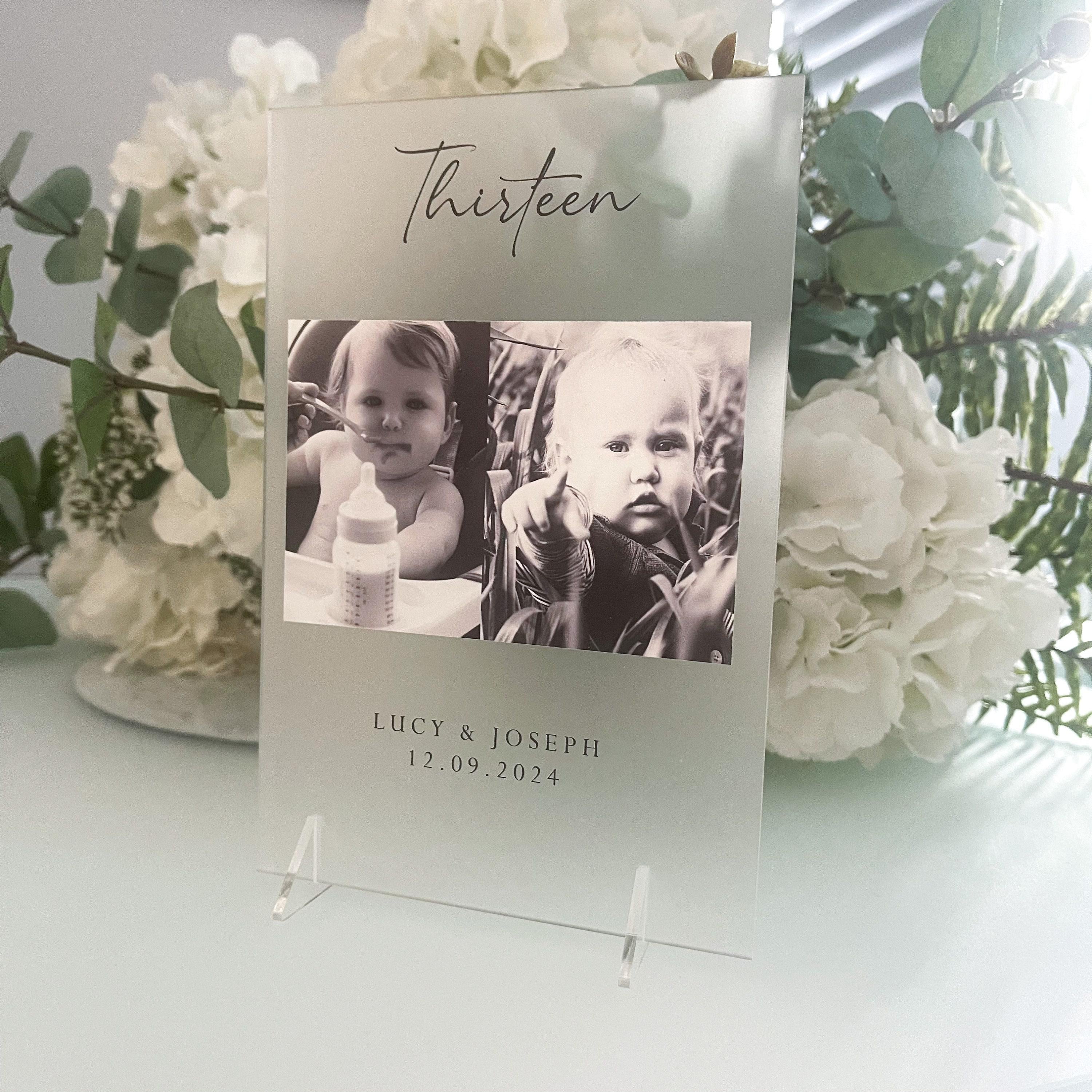 Couples Baby Photo Wedding Table Names