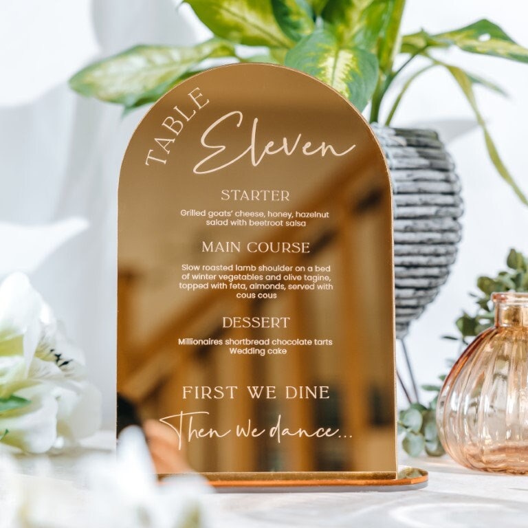 Wedding Table Centrepiece Menu