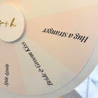 a close-up view of a spinning wheel with various text and numbers on it.