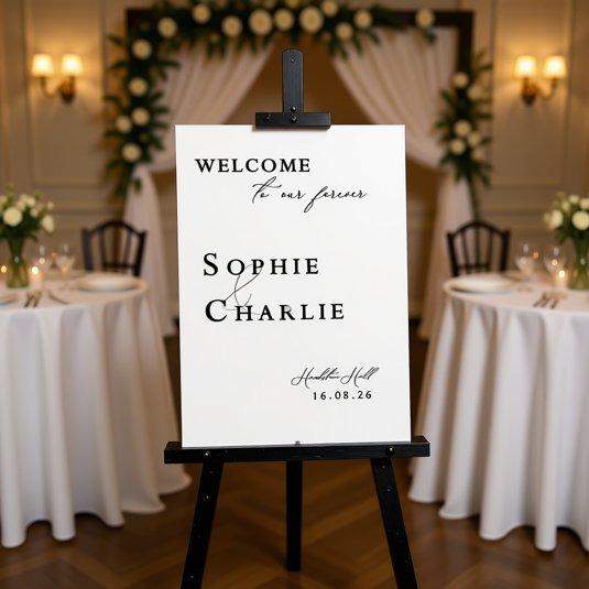 Black & White Wedding Welcome Sign, Personalised