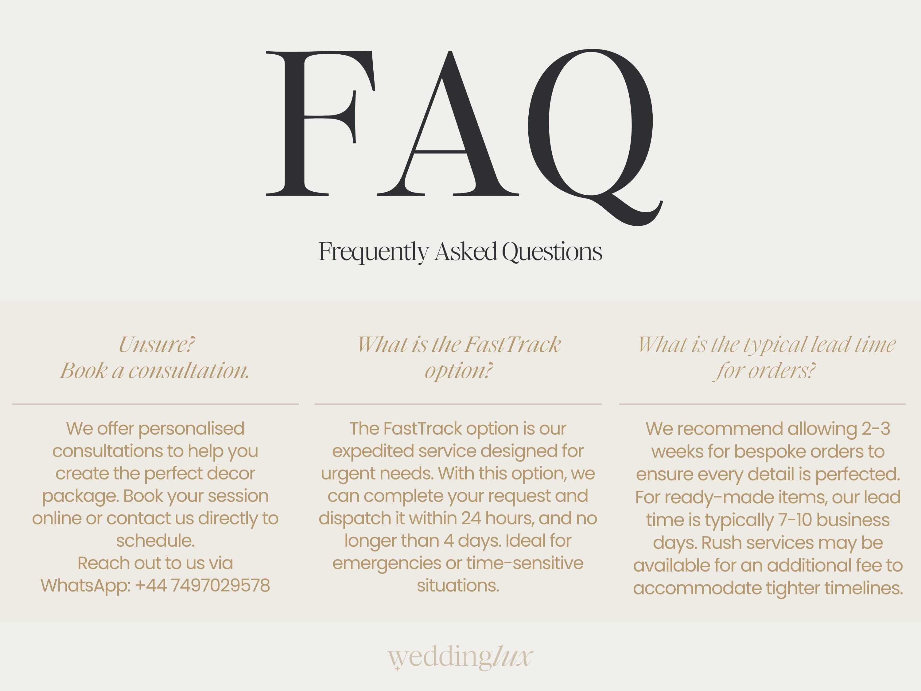 a series of frequently asked questions about a service, with three options listed for customers to choose from.