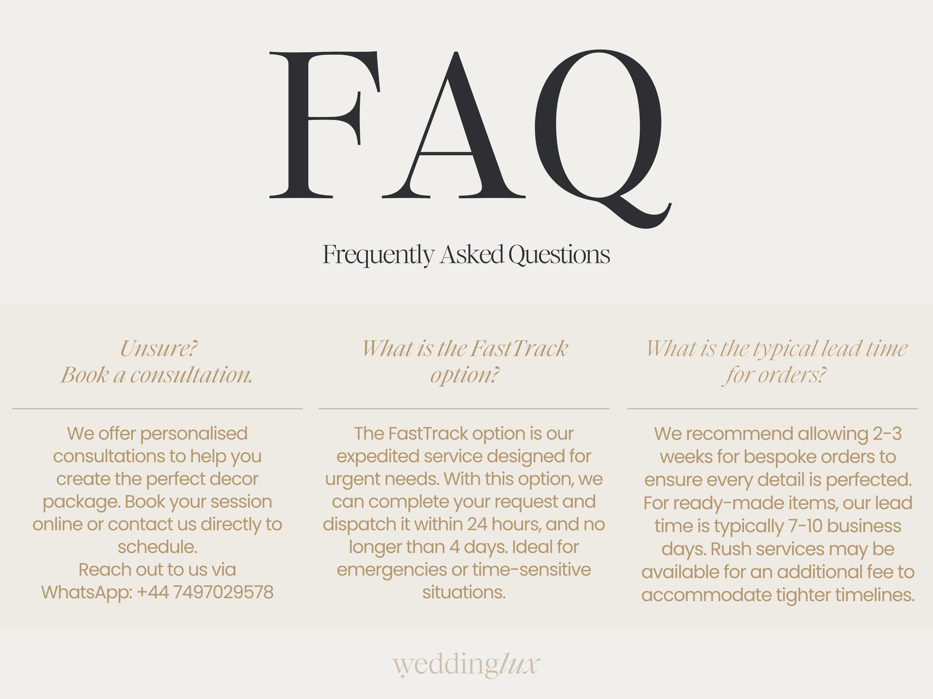 a series of frequently asked questions about a service, with three options listed for customers to choose from.