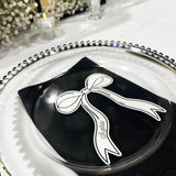 Black & White Ribbon & Bow Shaped Personalised Wedding Place Names