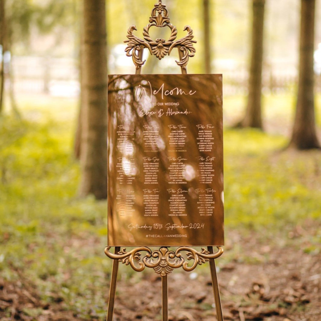 Mirror Engraved Wedding Table Plan