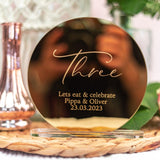Rose Gold Mirror Table Number