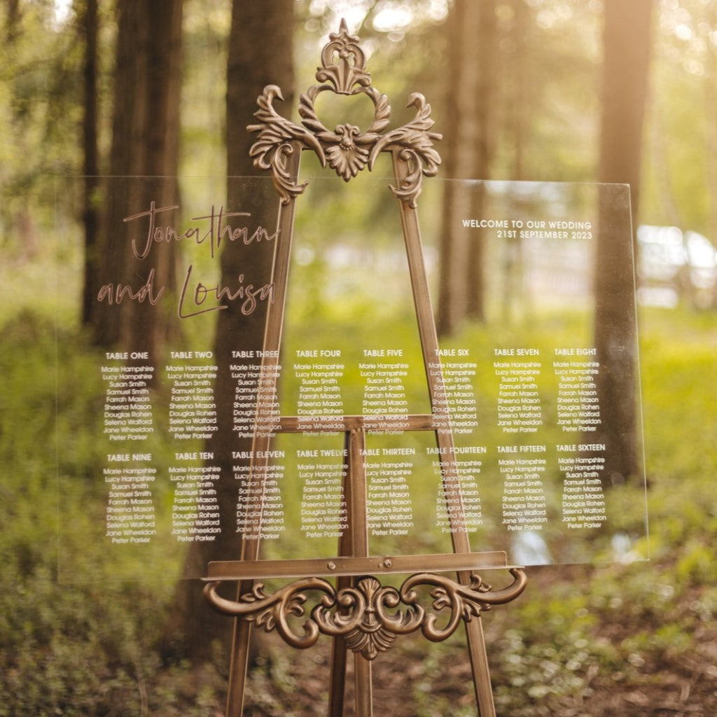 Luxury Acrylic Wedding Table Plan With Mirror Accents – Wedding Lux