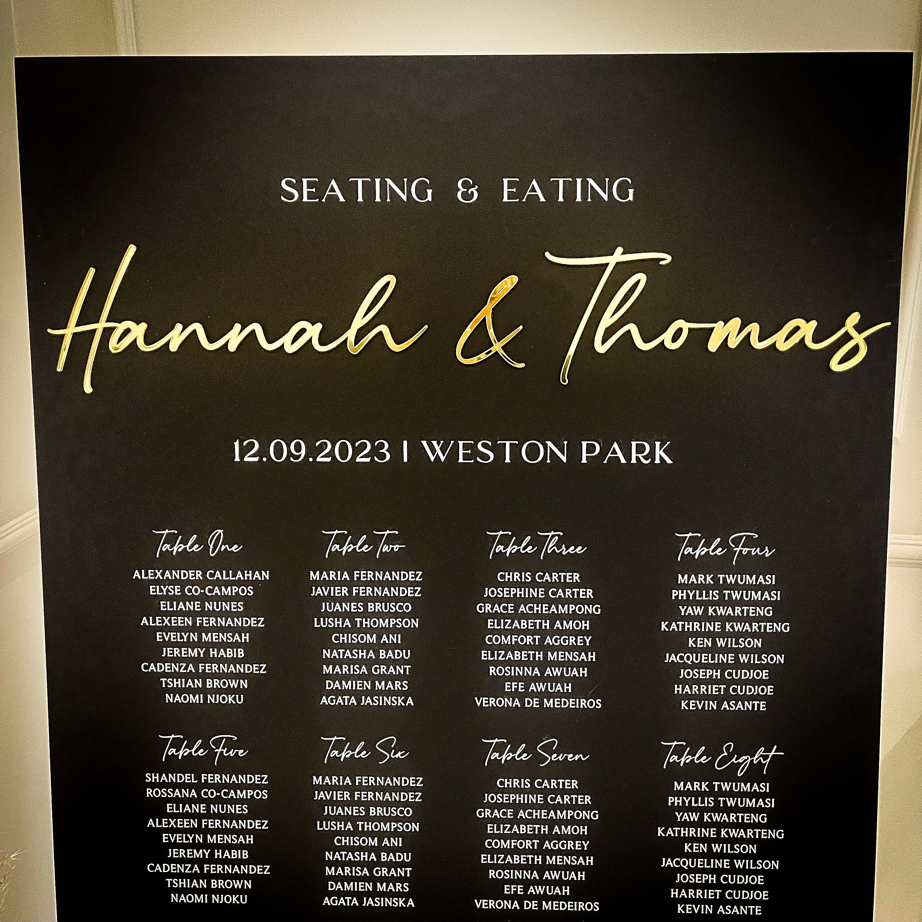 Personalised Wedding Seating Charts