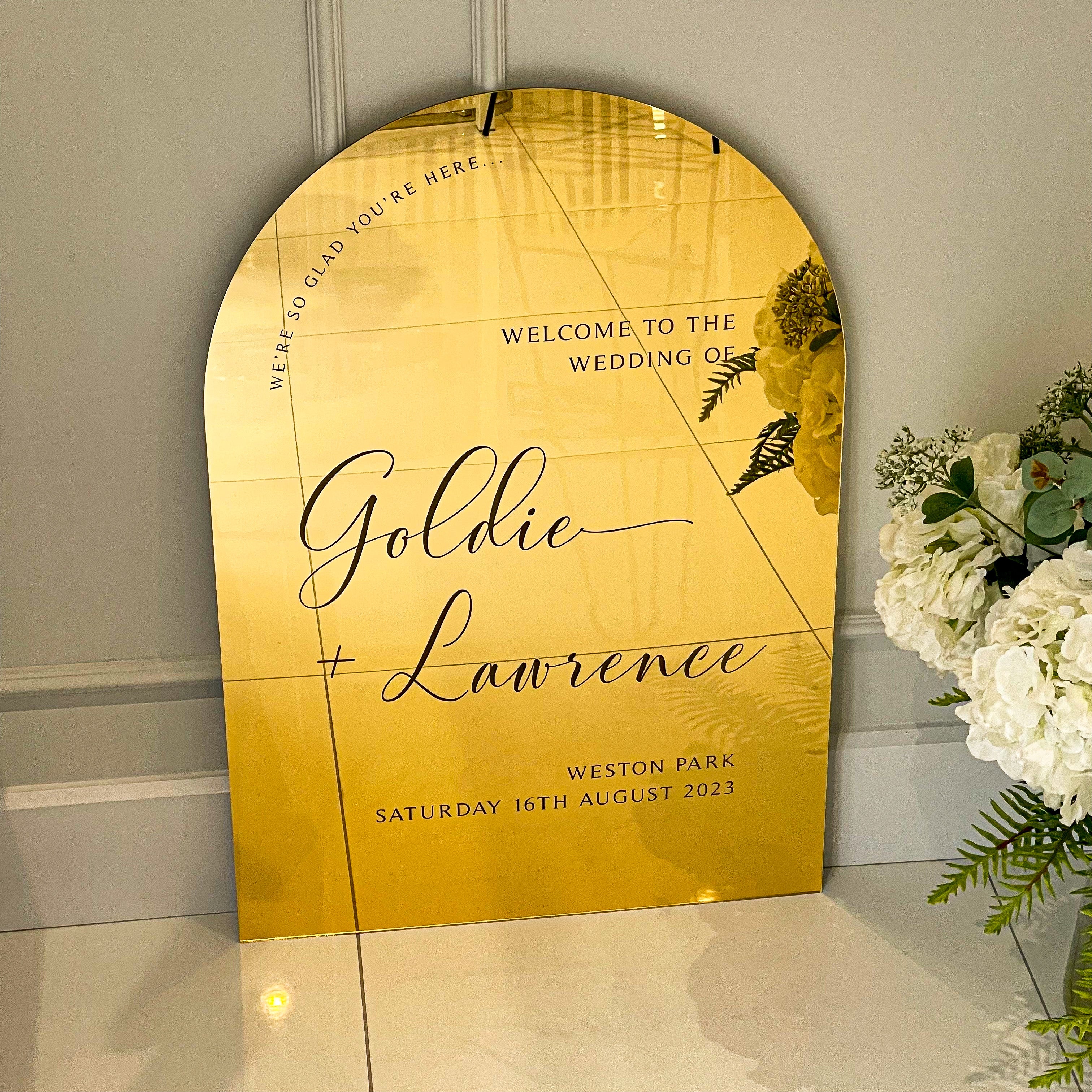 Gold Mirror Wedding Welcome Sign