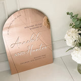Dome Mirror Welcome Sign with White 3D Bride & Groom's Names