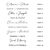 Engraved Wedding Table Names
