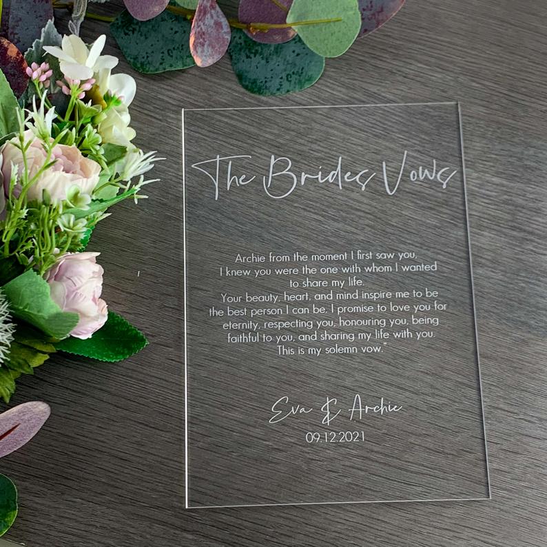 Brides Wedding Vows Sign