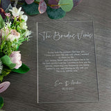 Engraved His & Hers Wedding Vows Sign - Bride