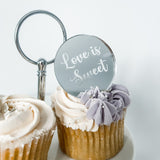 Love Is Sweet Cupcake Toppers or Cake Charms
