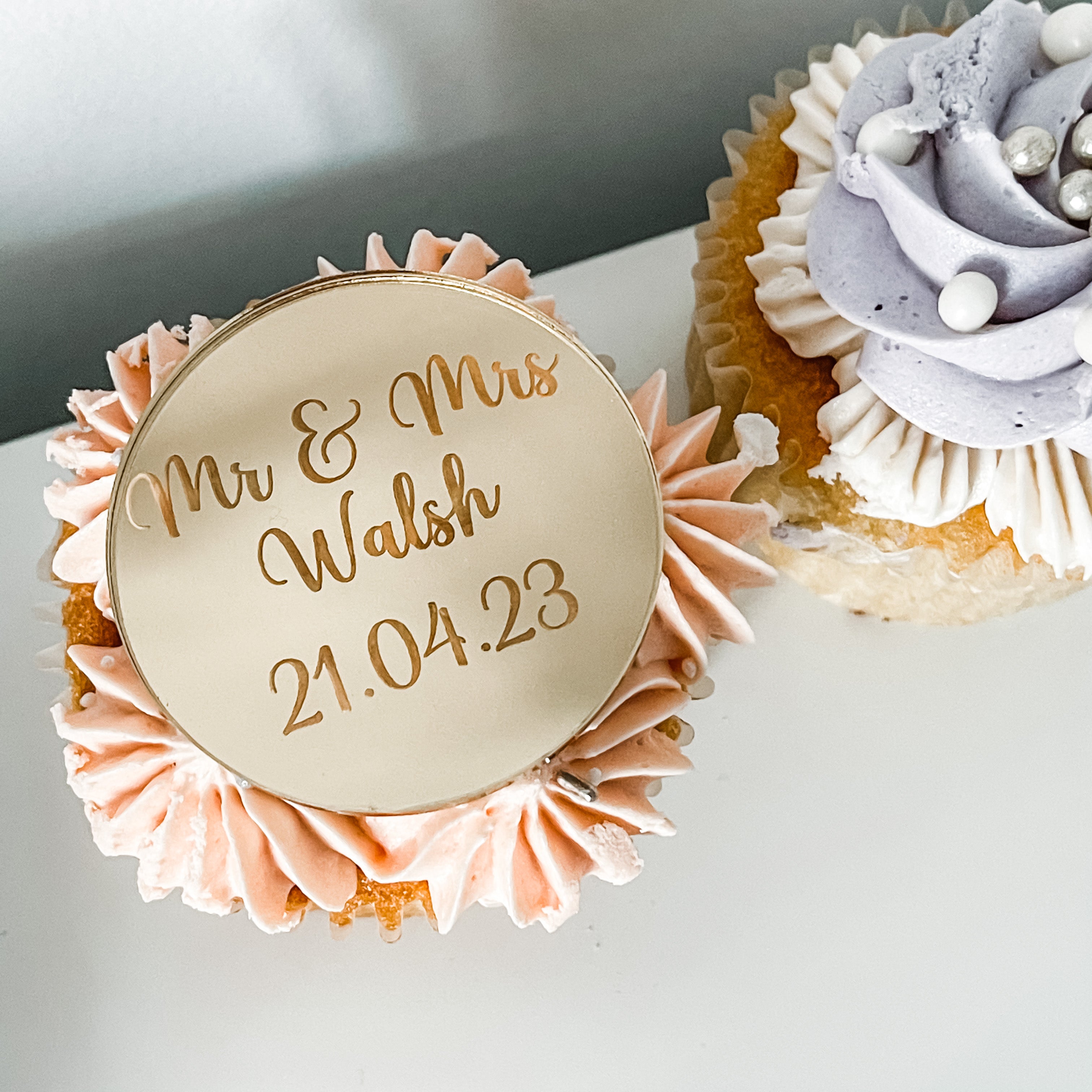 Luxury Mirror Engraved Cupcake Toppers
