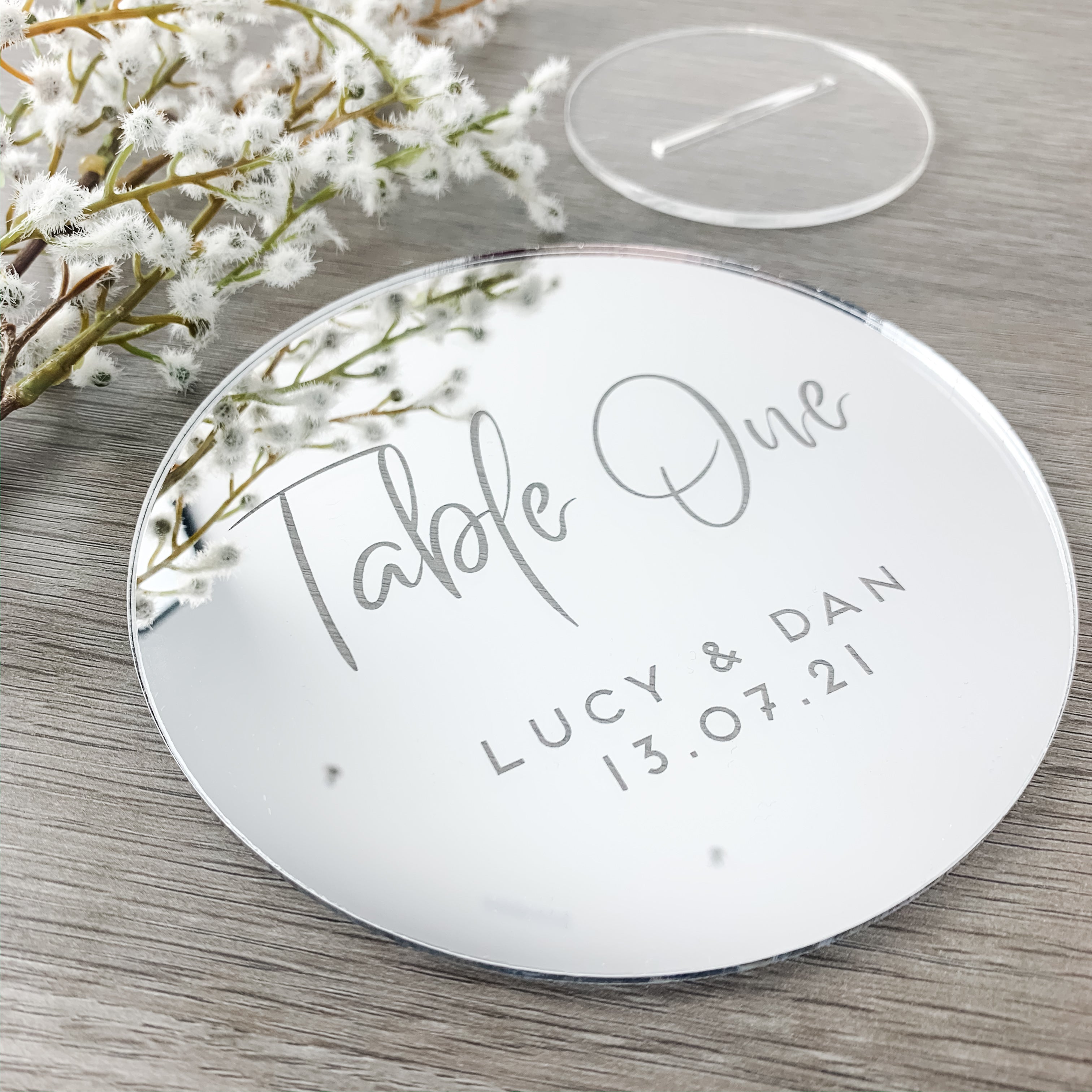 Wedding Silver Mirror Table Numbers