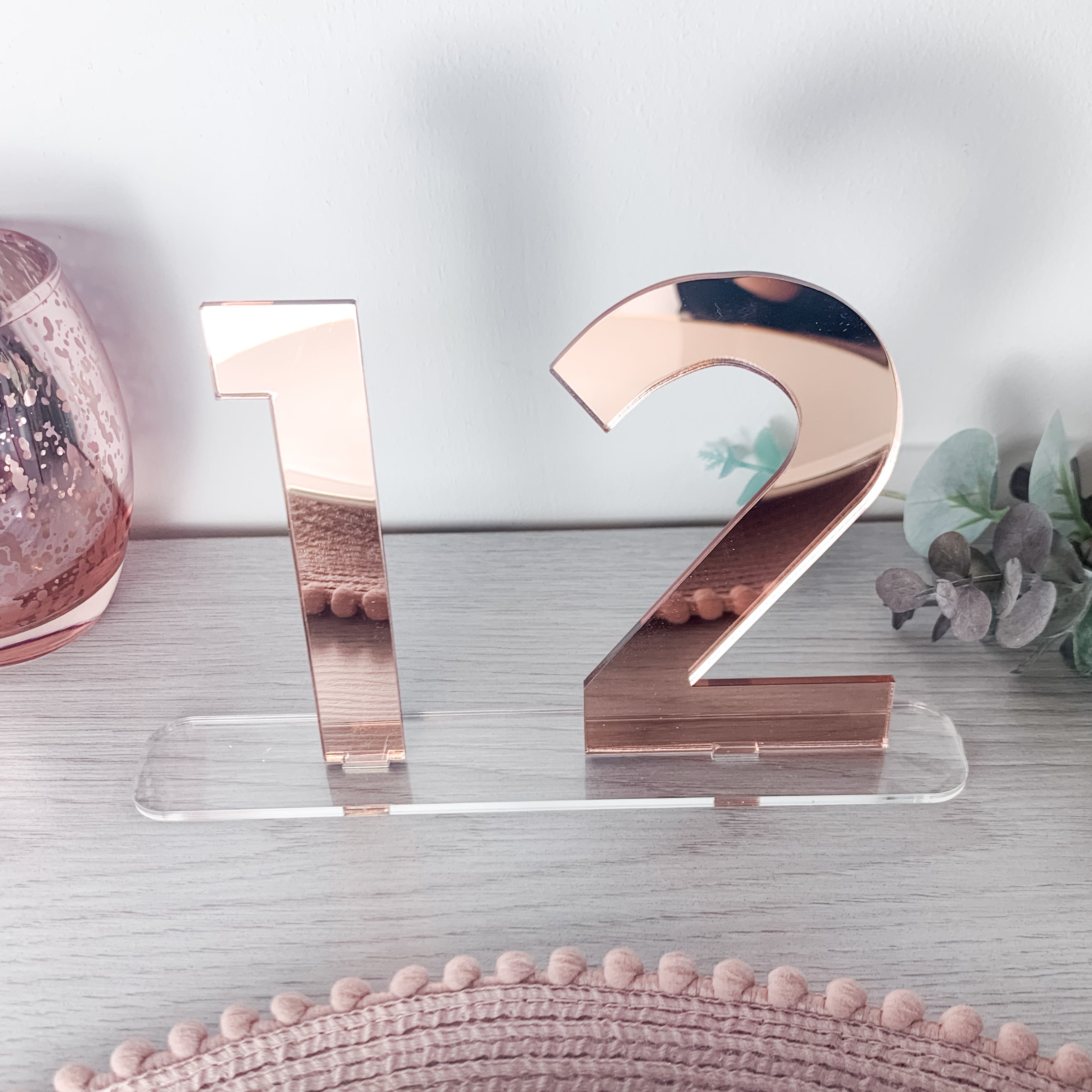 Mirror Table Numbers - Available in Rose Gold, Gold and Silver - Wedding Lux