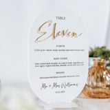 Combined Wedding Menu & Table Number