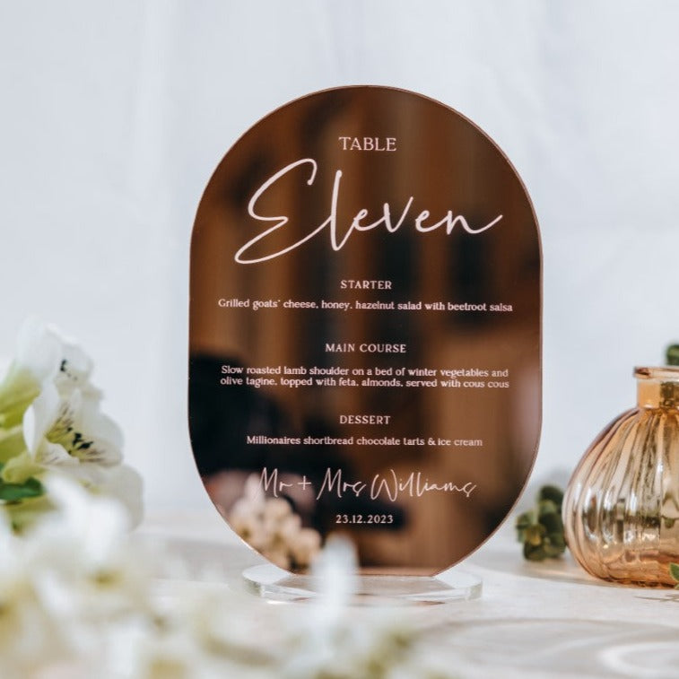 Combined Wedding Menu & Table Number