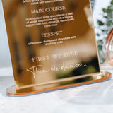 Combined Engraved Wedding Menu & Table Number