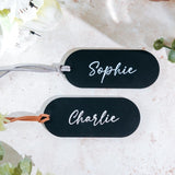 Black & White Acrylic Place Card With Leather Cord