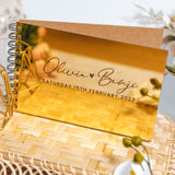 Gold Mirror Engraved Wedding Guest Book