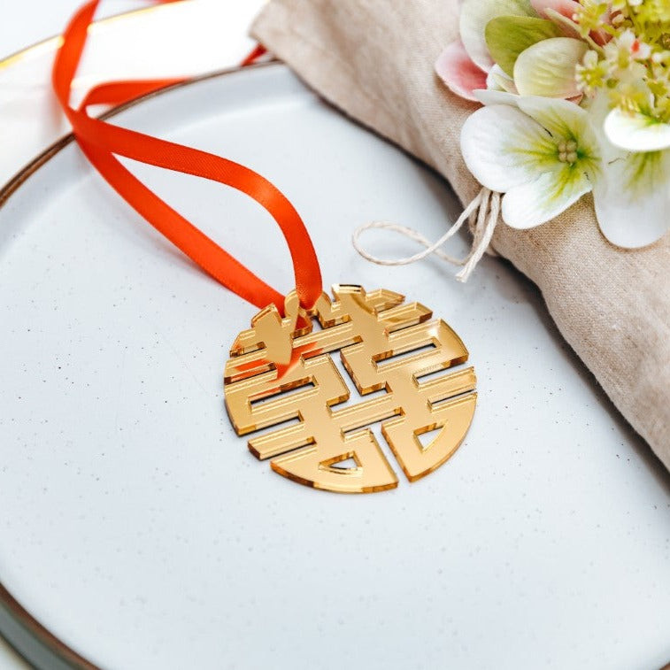 Chinese Double Happiness Hanging Tag