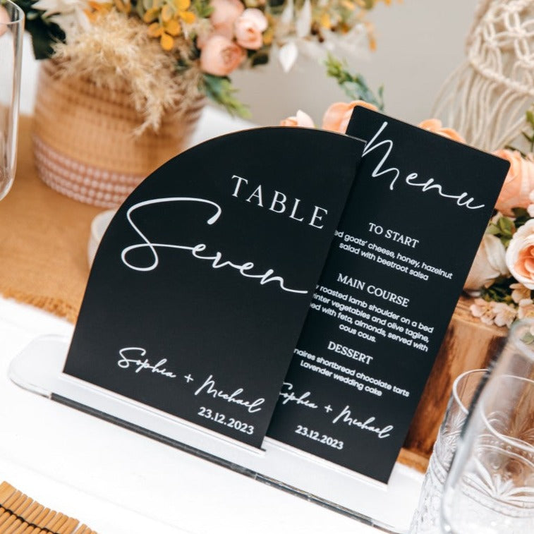 Combined Table Number & Wedding Menu