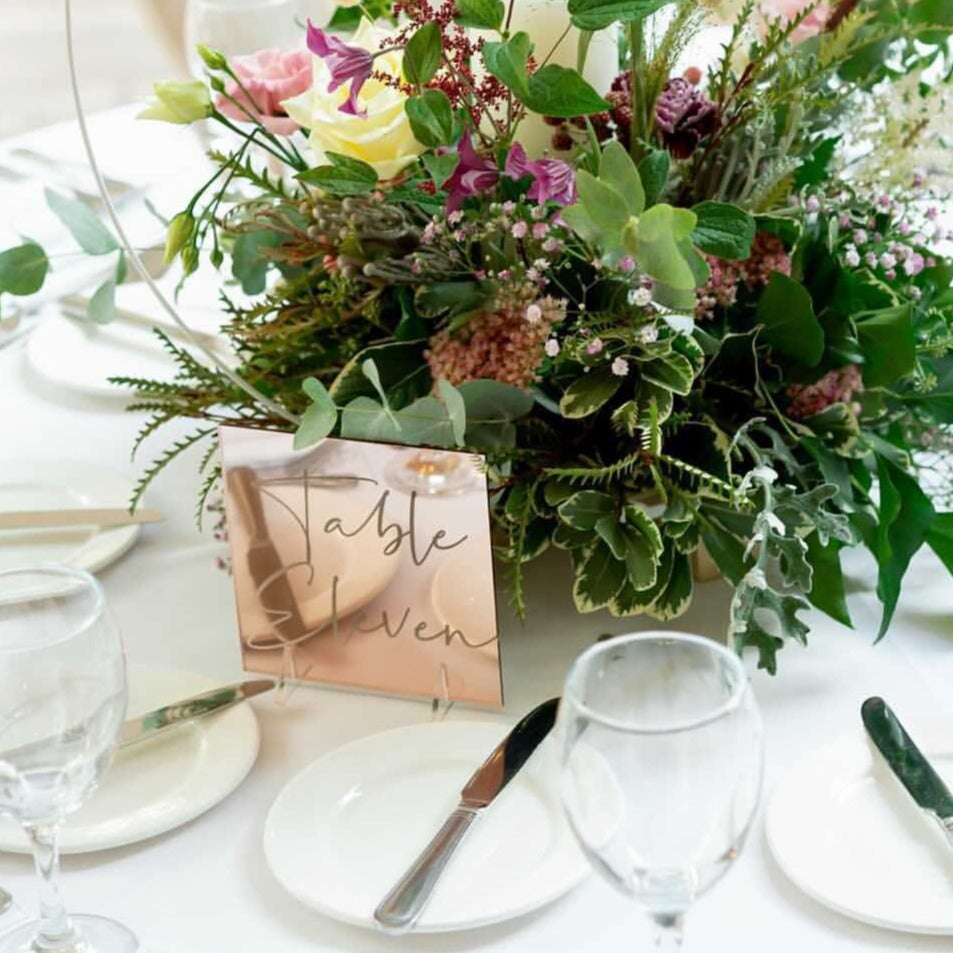 Rose Gold Mirror Table Numbers