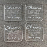 Acrylic Wedding Favour Drinks Token Square - Wedding Lux