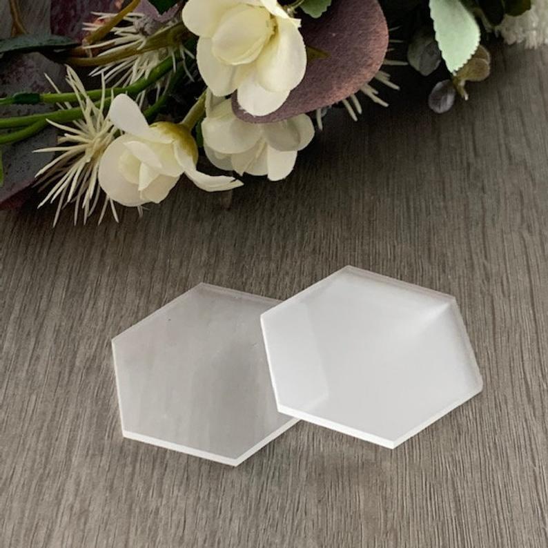 Frosted Acrylic Blank Place Card Hexagon - Wedding Lux