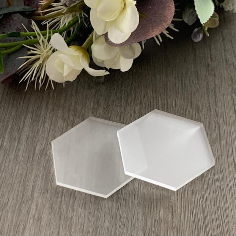 Frosted Acrylic Blank Place Card Hexagon - Wedding Lux